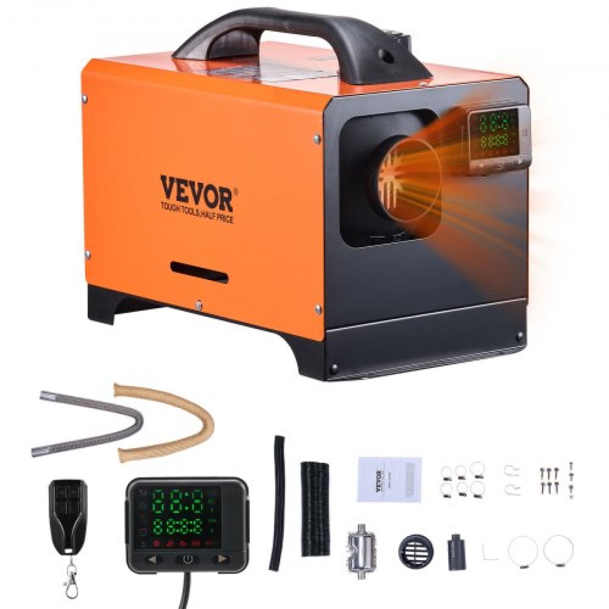 VEVOR Diesel Air Heater, 12-24V 5-8KW, Fast Heating Diesel Parking Heater with Remote Control and Square Color Digital Display, Low Noise, Voice Announcement, για RV, Truck, Camper, Boat και Trailer