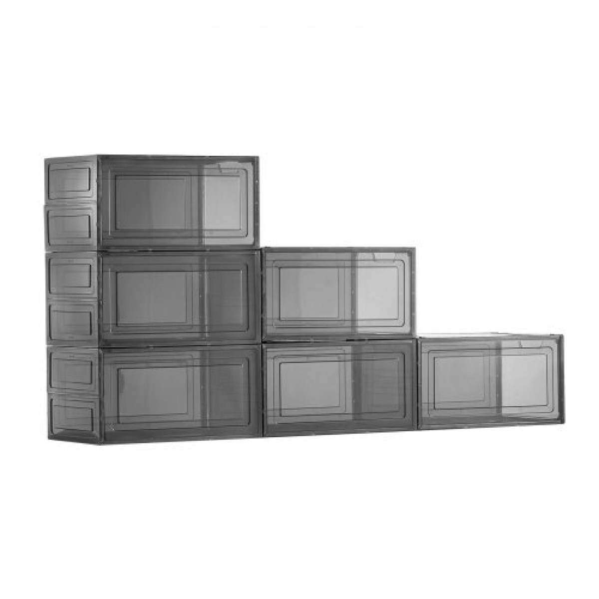 Κουτιά αποθήκευσης παπουτσιών VEVOR, 6 Pack Clear στοιβαζόμενα κουτιά παπουτσιών Οργανοθήκη αποθήκευσης με μαγνητική πόρτα, προσαρμοσμένη σε μέγεθος US 13, πλαστικά δοχεία για αθλητικά παπούτσια για ψηλοτάκουνα, μπότες και καπέλα, διαφανές μαύρο
