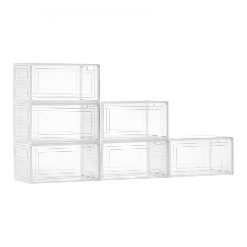 Κουτιά αποθήκευσης παπουτσιών VEVOR, 6 Pack Clear στοιβαζόμενα κουτιά παπουτσιών Οργανοθήκη αποθήκευσης με μαγνητική πόρτα, προσαρμοσμένη έως US μέγεθος 13, πλαστικά δοχεία για πάνινα παπούτσια για ψηλοτάκουνα, μπότες και καπέλα, διάφανο λευκό