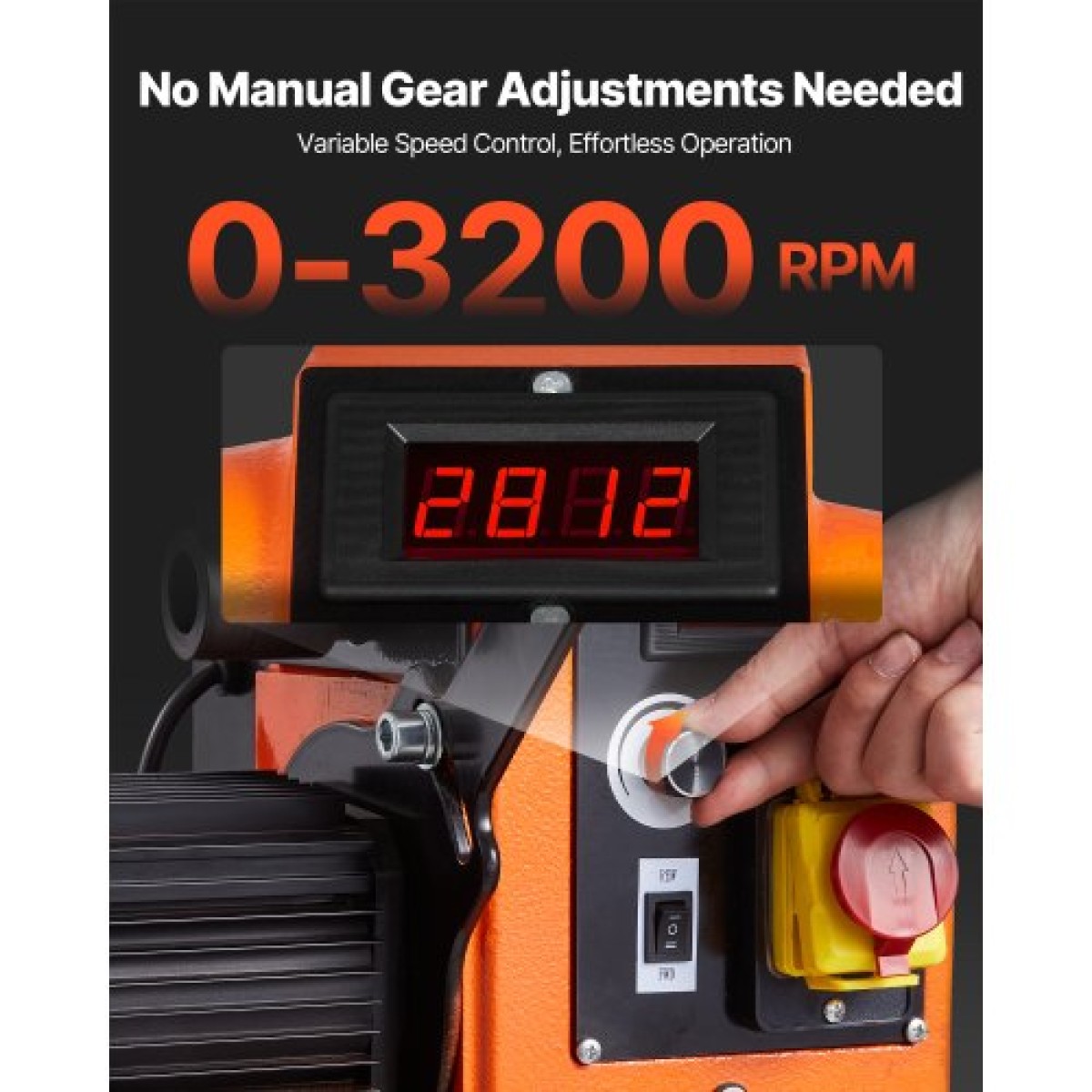 VEVOR Ξυλουργικός Τόρνος, 1100W / 1,5 HP, Μηχάνημα τόρνου ξύλου με μεταβλητή ταχύτητα 150 έως 3200 σ.α.λ., πάγκος εργασίας 406 x 1020 mm, κινητήρας συνεχούς ρεύματος χωρίς ψήκτρες, σώμα από χυτοσίδηρο, στήριγμα εργαλείων, για μεσαία έως μεγάλα έργα Επεξερ