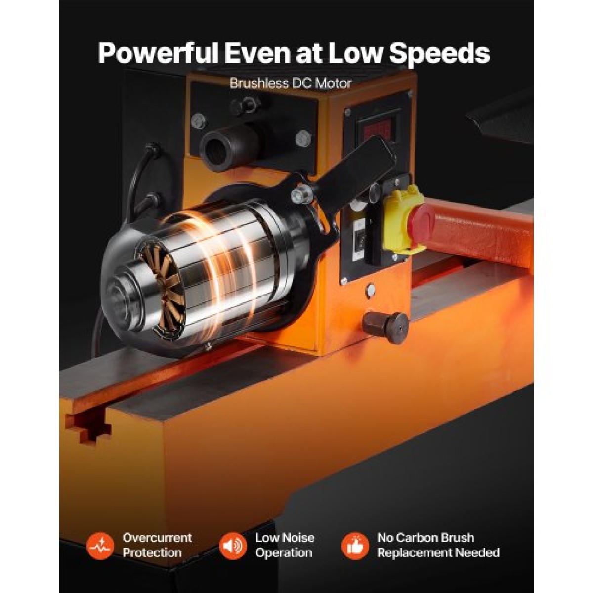 VEVOR Ξυλουργικός Τόρνος, 1100W / 1,5 HP, Μηχάνημα τόρνου ξύλου με μεταβλητή ταχύτητα 150 έως 3200 σ.α.λ., πάγκος εργασίας 406 x 1020 mm, κινητήρας συνεχούς ρεύματος χωρίς ψήκτρες, σώμα από χυτοσίδηρο, στήριγμα εργαλείων, για μεσαία έως μεγάλα έργα Επεξερ