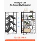 Πτυσσόμενο ράφι αποθήκευσης VEVOR 4 επιπέδων, 26W x 13D x 46H Inch Αναδιπλούμενο Μεταλλικό Ράφι Ράφια, Χωρίς Συναρμολόγηση ράφι με 5 ρόδες & 4 γάντζους για ντουλάπι, κουζίνα, γκαράζ, υπόγειο, μαύρο