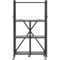 Πτυσσόμενο ράφι αποθήκευσης VEVOR 4 επιπέδων, 26W x 13D x 46H Inch Αναδιπλούμενο Μεταλλικό Ράφι Ράφια, Χωρίς Συναρμολόγηση ράφι με 5 ρόδες & 4 γάντζους για ντουλάπι, κουζίνα, γκαράζ, υπόγειο, μαύρο