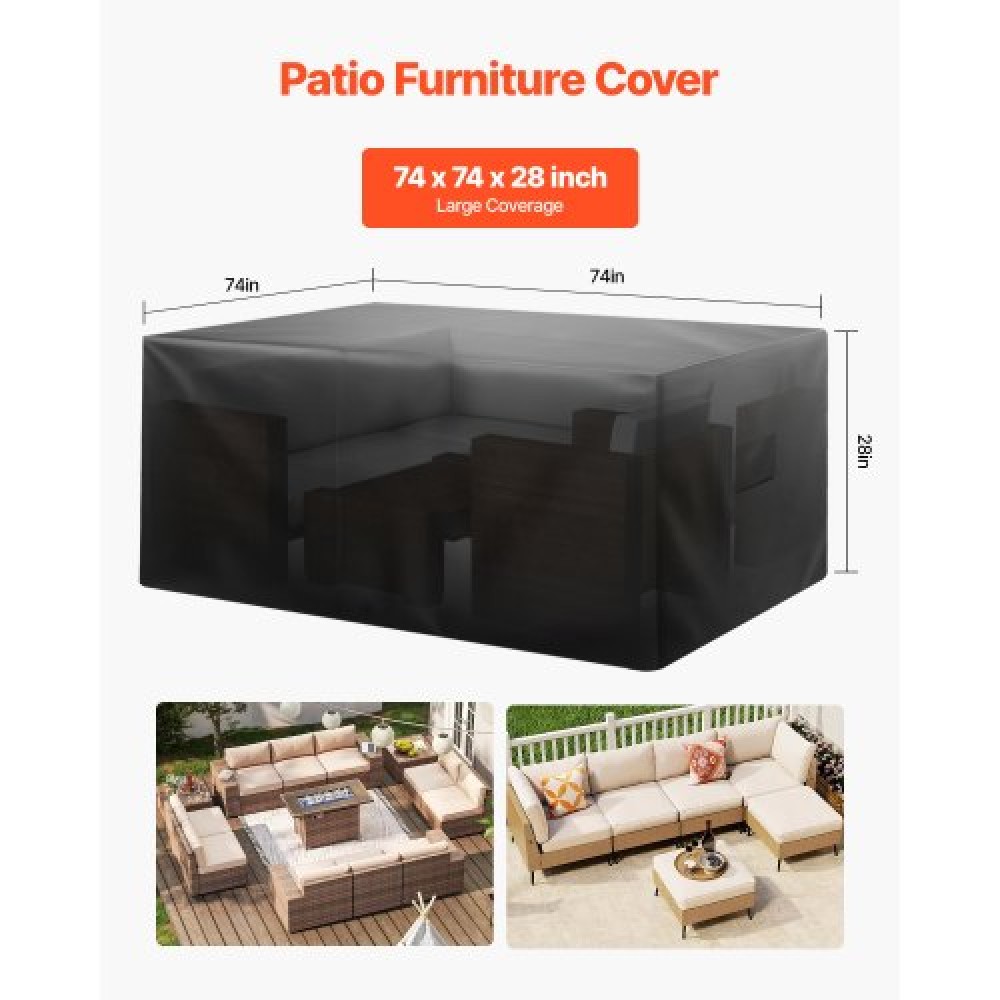 VEVOR Patio Outdoor Furniture Cover 420D Waterproof Table Chairs Sofa 74x74 inch
