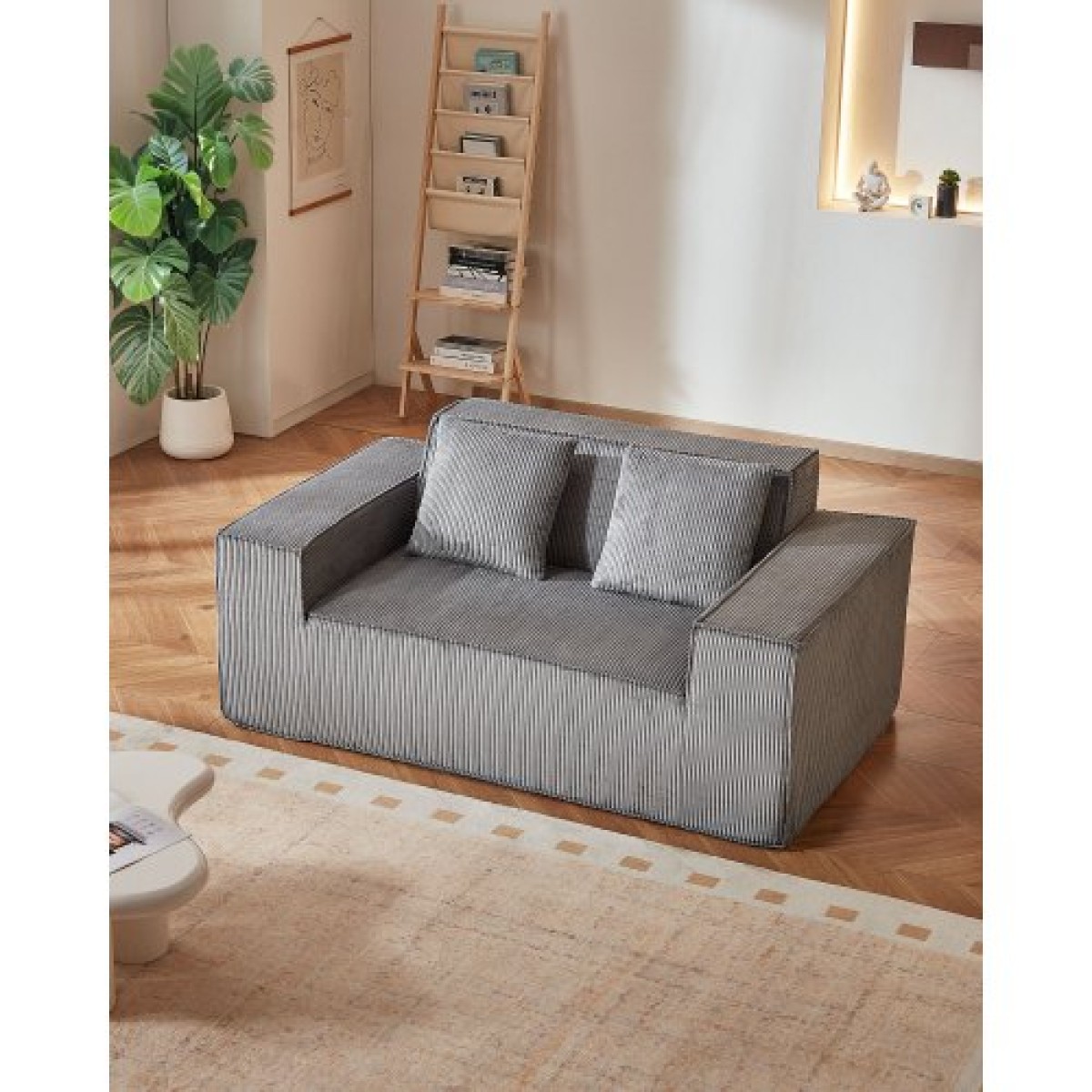 Καναπές VEVOR Loveseat, 160 cm Διθέσιος καναπές για σαλόνι, μοντέρνος μικρός κοτλέ καναπές με ελατήρια τσέπης, μαλακά μαξιλάρια, άνετο κάθισμα αγάπης για υπνοδωμάτιο, γραφείο ή διαμέρισμα, δεν απαιτείται συναρμολόγηση, γκρι