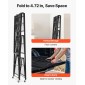 Πτυσσόμενο ράφι αποθήκευσης VEVOR 4 επιπέδων, 36W x 21D x 60H Inch Αναδιπλούμενο Μεταλλικό Ράφι Ράφια, Χωρίς Συναρμολόγηση ράφι με 5 ρόδες & 4 γάντζους για ντουλάπι, κουζίνα, γκαράζ, υπόγειο, μαύρο