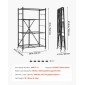 Πτυσσόμενο ράφι αποθήκευσης VEVOR 4 επιπέδων, 36W x 21D x 60H Inch Αναδιπλούμενο Μεταλλικό Ράφι Ράφια, Χωρίς Συναρμολόγηση ράφι με 5 ρόδες & 4 γάντζους για ντουλάπι, κουζίνα, γκαράζ, υπόγειο, μαύρο