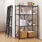 Πτυσσόμενο ράφι αποθήκευσης VEVOR 4 επιπέδων, 36W x 21D x 60H Inch Αναδιπλούμενο Μεταλλικό Ράφι Ράφια, Χωρίς Συναρμολόγηση ράφι με 5 ρόδες & 4 γάντζους για ντουλάπι, κουζίνα, γκαράζ, υπόγειο, μαύρο