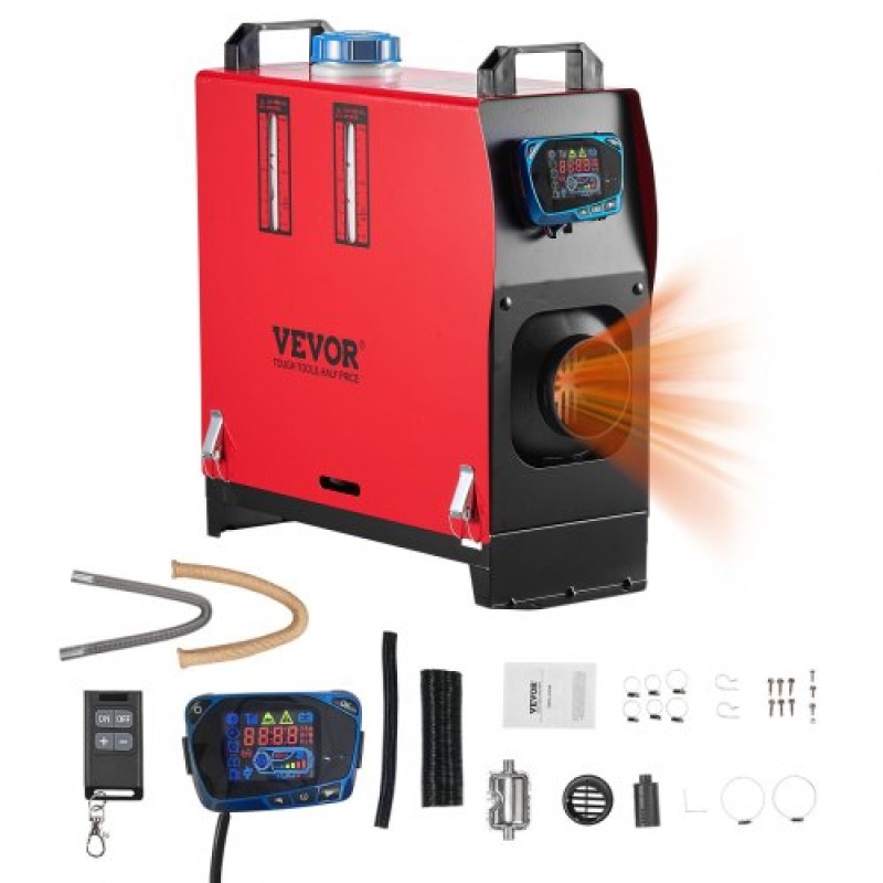 VEVOR Diesel Air Heater, 12-24V 5-8KW, Γρήγορη Θέρμανση Diesel Heater Parking with Remote Control and Blue LCD Switch, Low Noise, Pre-Heating, for RV, Truck, Camper, Van, Boat and Trailer