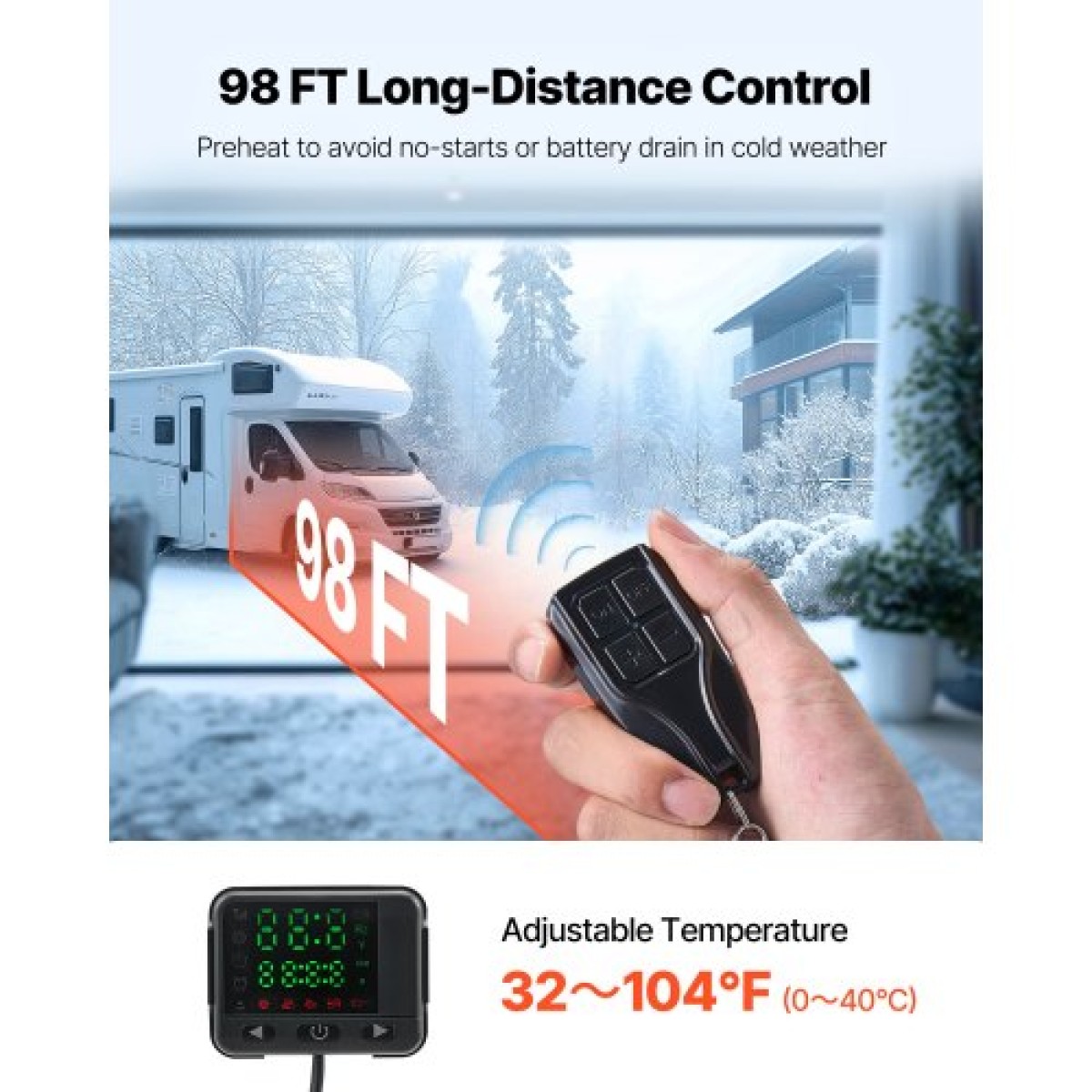 VEVOR Diesel Air Heater, 12-24V 5-8KW, Fast Heating Diesel Parking Heater with Remote Control and Color Digital Display, Low Noise, Voice Announcement, για RV, Truck, Camper, Van, Boat and Trailer