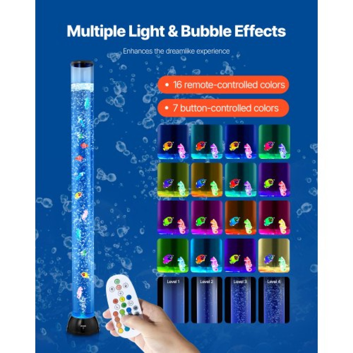 Φωτιστικό VEVOR Bubble Tube 16 Color 120 cm Sensory Lamp Aquarium for Relief Calming