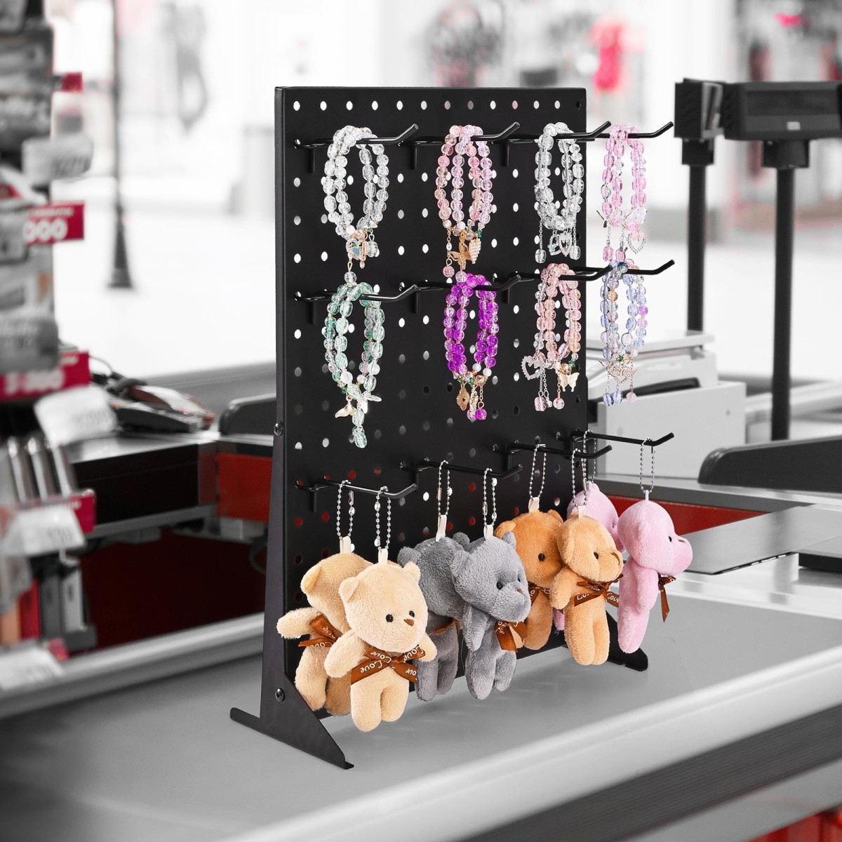 Βάση οθόνης VEVOR Pegboard, 43 x 33 cm Επιτραπέζια βάση επίδειξης μανταλάκια με 15 γάντζους, πάνελ σανίδας με μανταλάκια ψυχρής έλασης για παντοπωλείο, κατάστημα λιανικής και κοσμηματοπωλείο, μαύρο (1 ΤΕΜ)