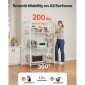 Πτυσσόμενο ράφι αποθήκευσης VEVOR 4 επιπέδων, 36W x 21D x 60 H Inch Αναδιπλούμενο Μεταλλικό Ράφι Ράφια, Χωρίς Συναρμολόγηση ράφι με 5 ρόδες & 4 γάντζους για ντουλάπι, κουζίνα, γκαράζ, υπόγειο, λευκό