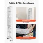 Πτυσσόμενο ράφι αποθήκευσης VEVOR 4 επιπέδων, 36W x 21D x 60 H Inch Αναδιπλούμενο Μεταλλικό Ράφι Ράφια, Χωρίς Συναρμολόγηση ράφι με 5 ρόδες & 4 γάντζους για ντουλάπι, κουζίνα, γκαράζ, υπόγειο, λευκό
