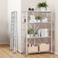 Πτυσσόμενο ράφι αποθήκευσης VEVOR 4 επιπέδων, 36W x 21D x 60 H Inch Αναδιπλούμενο Μεταλλικό Ράφι Ράφια, Χωρίς Συναρμολόγηση ράφι με 5 ρόδες & 4 γάντζους για ντουλάπι, κουζίνα, γκαράζ, υπόγειο, λευκό