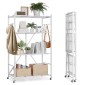 Πτυσσόμενο ράφι αποθήκευσης VEVOR 4 επιπέδων, 36W x 21D x 60 H Inch Αναδιπλούμενο Μεταλλικό Ράφι Ράφια, Χωρίς Συναρμολόγηση ράφι με 5 ρόδες & 4 γάντζους για ντουλάπι, κουζίνα, γκαράζ, υπόγειο, λευκό
