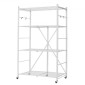 Πτυσσόμενο ράφι αποθήκευσης VEVOR 4 επιπέδων, 36W x 21D x 60 H Inch Αναδιπλούμενο Μεταλλικό Ράφι Ράφια, Χωρίς Συναρμολόγηση ράφι με 5 ρόδες & 4 γάντζους για ντουλάπι, κουζίνα, γκαράζ, υπόγειο, λευκό