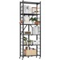 Πτυσσόμενο ράφι αποθήκευσης VEVOR 6 επιπέδων, 24W x 12D x 72H Inch Αναδιπλούμενο Μεταλλικό Ράφι Ράφια, Χωρίς Συναρμολόγηση ράφι με 5 ρόδες & 4 γάντζους για ντουλάπι, κουζίνα, γκαράζ, υπόγειο, μαύρο