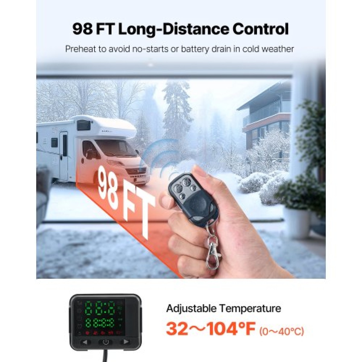 VEVOR Diesel Air Heater, 12-24V 5-8KW, Γρήγορη θέρμανση Diesel Heater Parking with Remote Control and Black LCD Switch, Low Noise, Pre-Heating, for RV, Truck, Camper, Van, Boat and Trailer