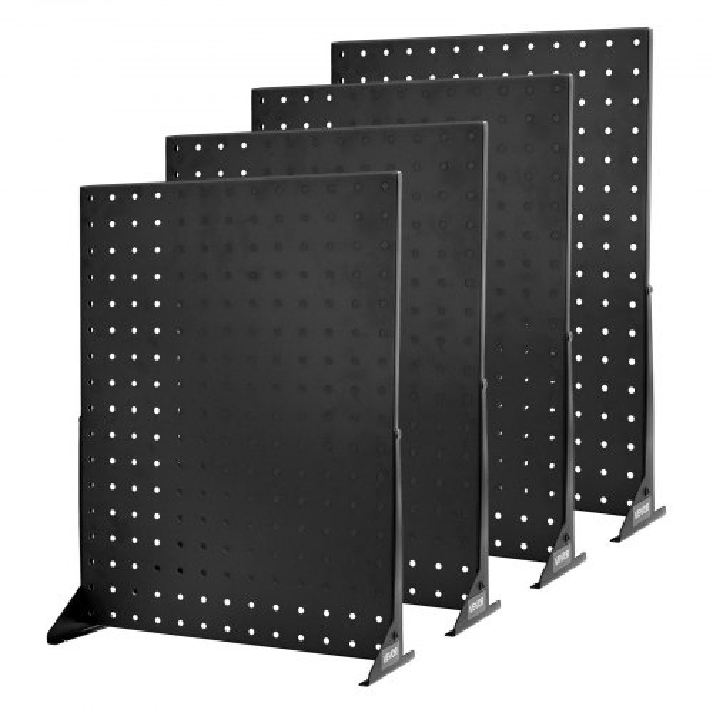 Βάση οθόνης VEVOR Pegboard, 43 x 33 cm Επιτραπέζια βάση προβολής Pegboard, Αξεσουάρ ραφιών οργάνωσης, πάνελ σανίδας με μανταλάκια ψυχρής έλασης για κοσμηματοπωλείο παντοπωλείου, μαύρο (4 ΤΕΜ)