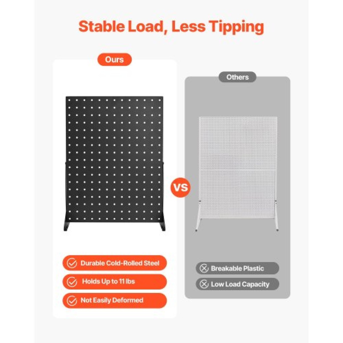 Βάση οθόνης VEVOR Pegboard, 43 x 33 cm Επιτραπέζια βάση προβολής Pegboard, Αξεσουάρ ραφιών οργάνωσης, πάνελ σανίδας με μανταλάκια ψυχρής έλασης για κοσμηματοπωλείο παντοπωλείου, μαύρο (4 ΤΕΜ)