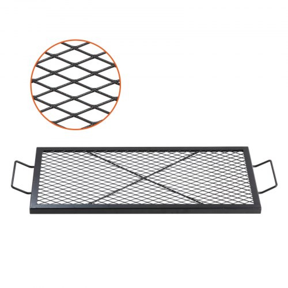 Σχάρα ψησίματος VEVOR X-Marks Fire Pit Grill, Ορθογώνια Σχάρα Μαγειρέματος, Χάλυβας βαρέως τύπου Campfire BBQ Grill Grill with Handle & Support X Wire, Φορητά μαγειρικά σκεύη κάμπινγκ για πάρτι έξω, μαύρο 32 ιντσών