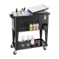 VEVOR 75,71 L Rolling Ice Chest, χωράει έως και 50 μπουκάλια / 110 κουτιά, φορητό αίθριο Party Bar Drink Cooler Cart με κάτω ράφι, Πισίνα ποτών με πλαϊνό καλάθι και ανοιχτήρι μπουκαλιών, Μαύρο