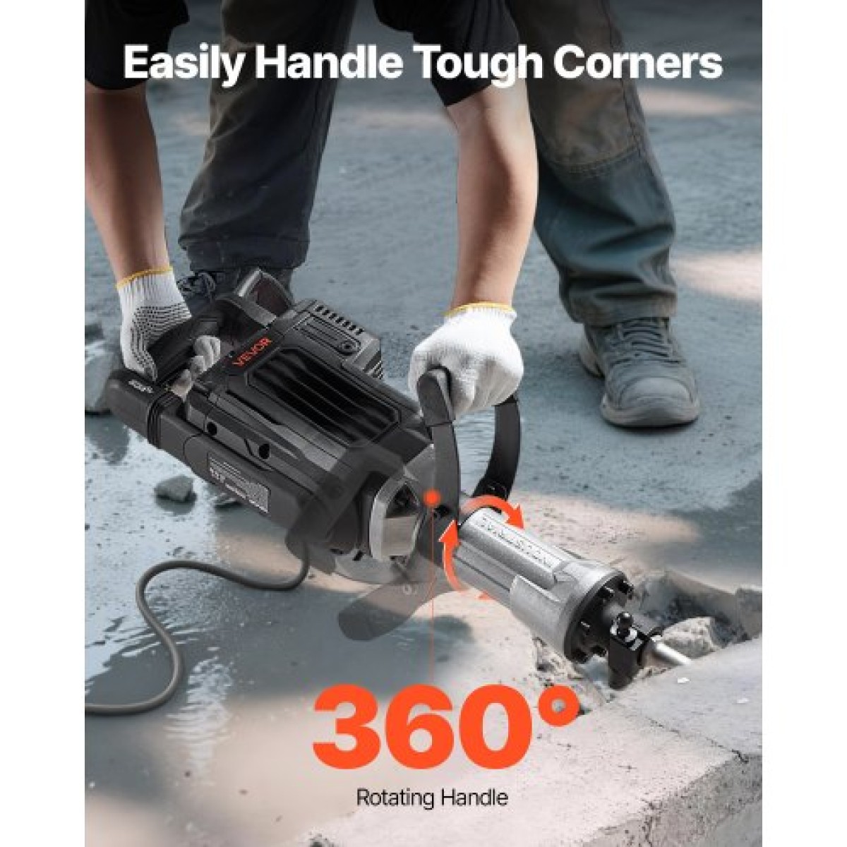 VEVOR Demolition Jack Hammer, 3000 W Ισχυρό Ηλεκτρικό Jackhammer, 1700 BPM Θραύση σκυροδέματος με αιχμηρή σμίλη, θήκη μεταφοράς, γάντια, γυαλιά, για σκυρόδεμα, τοίχο, τούβλο, πλακάκι και θεμέλιο