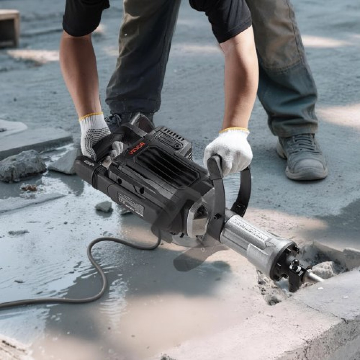 VEVOR Demolition Jack Hammer, 3000 W Ισχυρό Ηλεκτρικό Jackhammer, 1700 BPM Θραύση σκυροδέματος με αιχμηρή σμίλη, θήκη μεταφοράς, γάντια, γυαλιά, για σκυρόδεμα, τοίχο, τούβλο, πλακάκι και θεμέλιο