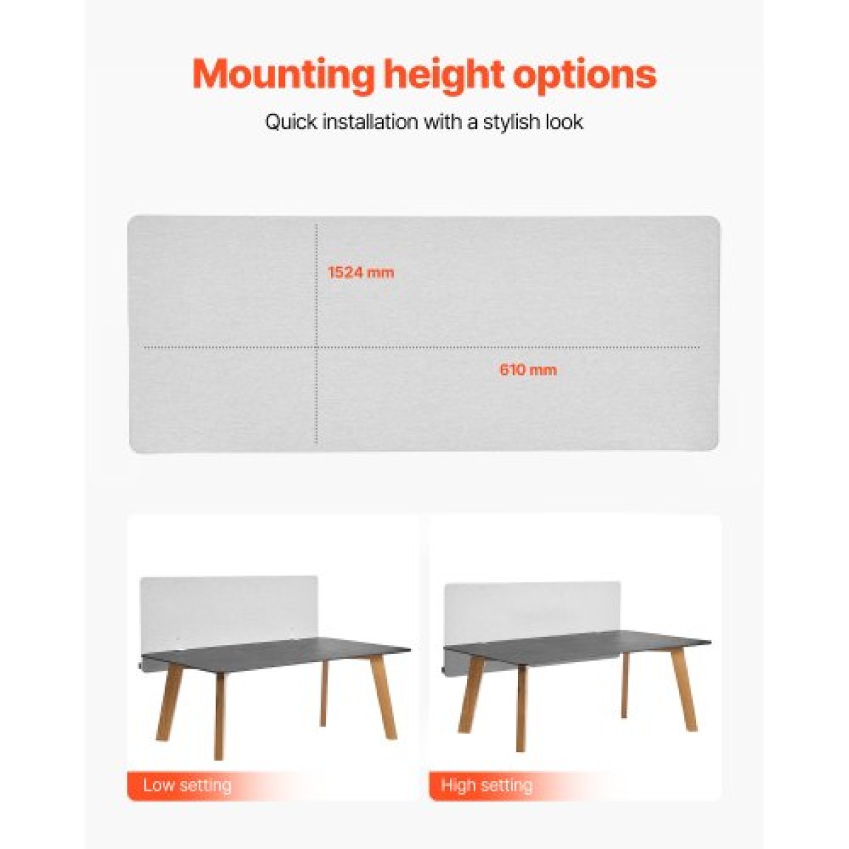 VEVOR Desk Divider Privacy Panel, 1524 x 610 mm Σφιγκτήρας Διαμέρισμα γραφείου γραφείου, PET Cubicle Partition Panel, Workstation Privacy Divider με 2 σφιγκτήρες τύπου C για γραφείο, ανθεκτικό δωμάτιο, βιβλιοθήκη