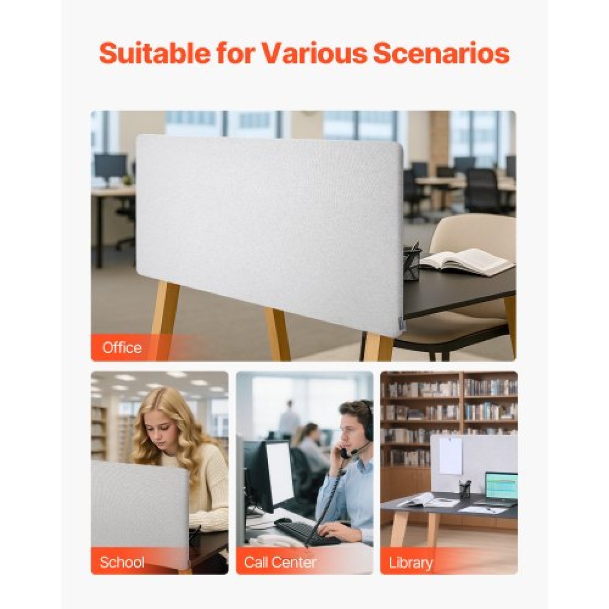 VEVOR Desk Divider Privacy Panel, 1524 x 610 mm Σφιγκτήρας Διαμέρισμα γραφείου γραφείου, PET Cubicle Partition Panel, Workstation Privacy Divider με 2 σφιγκτήρες τύπου C για γραφείο, ανθεκτικό δωμάτιο, βιβλιοθήκη