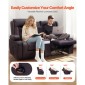 Ανακλινόμενος καναπές VEVOR Loveseat, Χειροκίνητος ανακλινόμενος καναπές με κεντρική κονσόλα, PU συνθετικός δερμάτινος καναπές με θύρες USB, ποτηροθήκες και τσάντες αποθήκευσης, διπλή καρέκλα Loveseat για σαλόνι/RV, καφέ