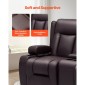 Ανακλινόμενος καναπές VEVOR Loveseat, Χειροκίνητος ανακλινόμενος καναπές με κεντρική κονσόλα, PU συνθετικός δερμάτινος καναπές με θύρες USB, ποτηροθήκες και τσάντες αποθήκευσης, διπλή καρέκλα Loveseat για σαλόνι/RV, καφέ