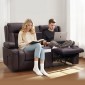 Ανακλινόμενος καναπές VEVOR Loveseat, Χειροκίνητος ανακλινόμενος καναπές με κεντρική κονσόλα, PU συνθετικός δερμάτινος καναπές με θύρες USB, ποτηροθήκες και τσάντες αποθήκευσης, διπλή καρέκλα Loveseat για σαλόνι/RV, καφέ