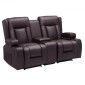 Ανακλινόμενος καναπές VEVOR Loveseat, Χειροκίνητος ανακλινόμενος καναπές με κεντρική κονσόλα, PU συνθετικός δερμάτινος καναπές με θύρες USB, ποτηροθήκες και τσάντες αποθήκευσης, διπλή καρέκλα Loveseat για σαλόνι/RV, καφέ