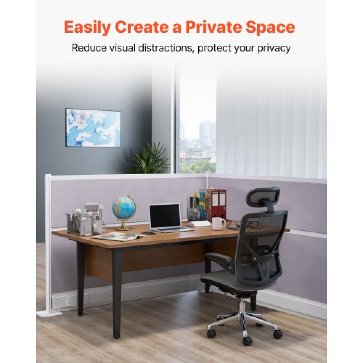 VEVOR Office Divider Privacy Partitions, 2-pack, 1,83m x 1,22m Room Divider Walls, PET Workstation Cubicle partition with outlet covers, Freestanding Privacy Panel for Office Library School
