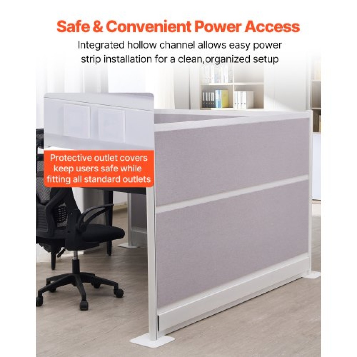 VEVOR Office Divider Privacy Partitions, 2-pack, 1,83m x 1,22m Room Divider Walls, PET Workstation Cubicle partition with outlet covers, Freestanding Privacy Panel for Office Library School