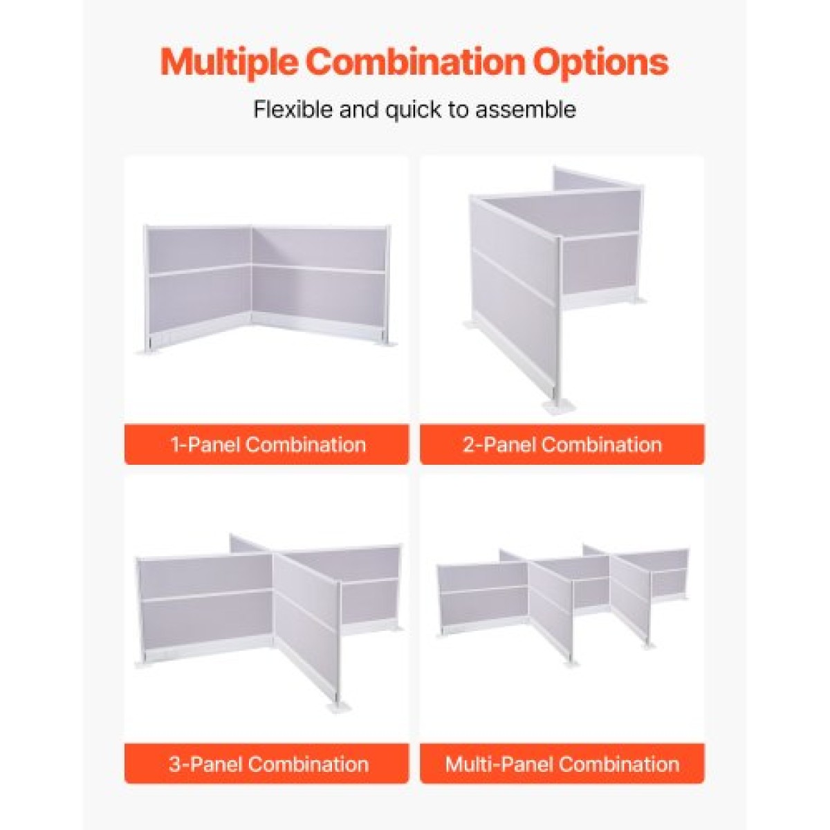 VEVOR Office Divider Privacy Partitions, 2-pack, 1,83m x 1,22m Room Divider Walls, PET Workstation Cubicle partition with outlet covers, Freestanding Privacy Panel for Office Library School