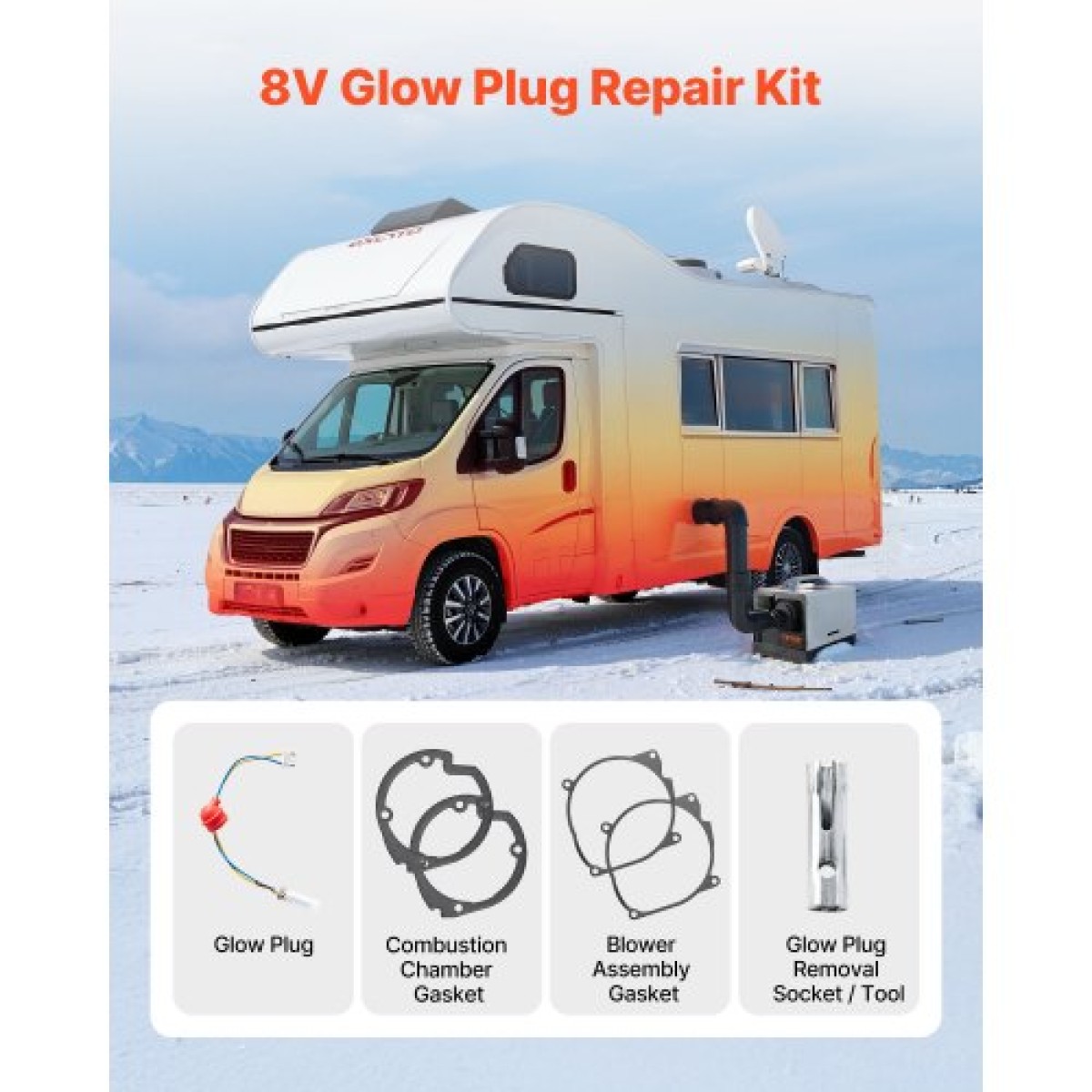 VEVOR 8V Glow Plug Repair Kit, Glow Plug Heater Repair Heater Parking Maintenance Kit with Atomization Mesh, Συμβατό με μοντέλα 2KW 5KW 8KW Diesel Heaters, Diesel Heaters Parts for Car Truck