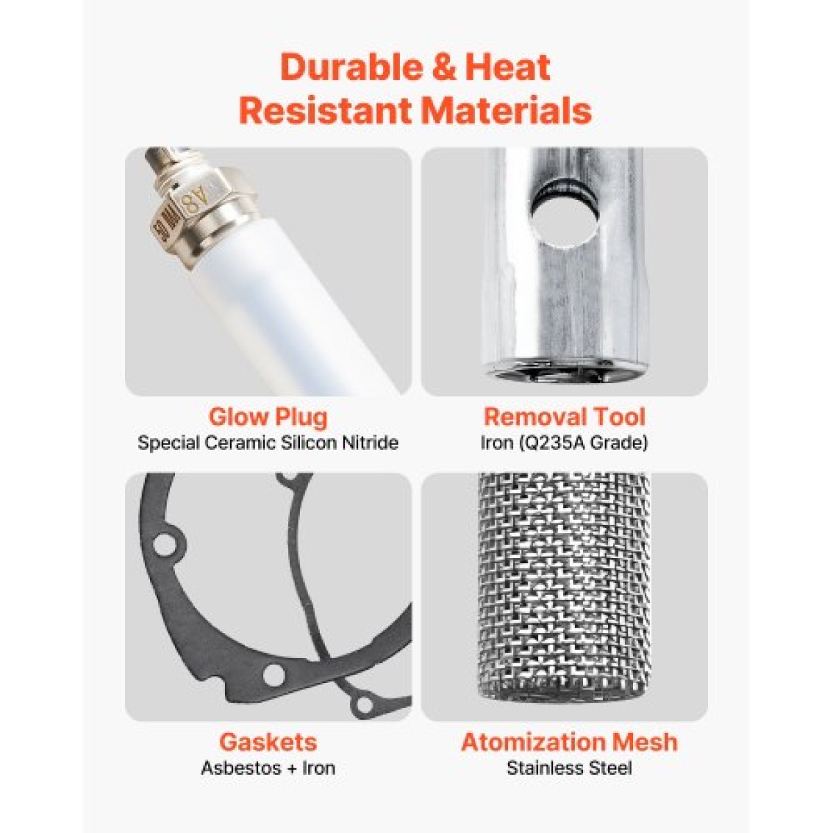 VEVOR 8V Glow Plug Repair Kit, Glow Plug Heater Repair Heater Parking Maintenance Kit with Atomization Mesh, Συμβατό με μοντέλα 2KW 5KW 8KW Diesel Heaters, Diesel Heaters Parts for Car Truck