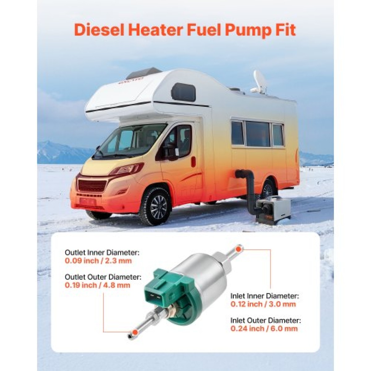 Αντλία καυσίμου VEVOR Heater Diesel, 12V DC Αερόθερμο Αυτοκινήτου Δοσομετρική Αντλία Καυσίμου Diesel, 22ML Αλουμίνιο Air Diesel Heaters Parking Pumps Ταιριάζει για Θερμοσίφωνες πετρελαίου 2KW 5KW 8KW, Ήσυχη σχεδίαση, Τεχνολογία παλμών