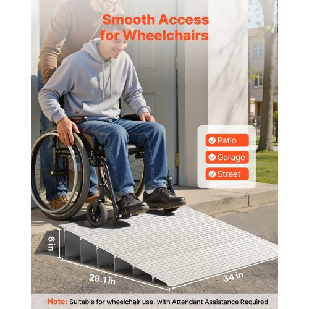 VEVOR Door Threshold Ramp 138 mm Rise Threshold Ramp for Wheelchair Rated 363 kg