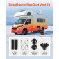 VEVOR Diesel Heater Pipe Duct Vent Kit, 75mm Heater Pipe Σετ εξαερισμού θερμού αέρα με σύνδεσμο σχήματος Y & σφιγκτήρες αεραγωγών, Heaters Parking Air Duct Kit για 2KW 5KW 8KW Diesel Heaters, Μαύρο