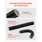 VEVOR Diesel Heater Pipe Duct Vent Kit, 75mm Heater Pipe Σετ εξαερισμού θερμού αέρα με σύνδεσμο σχήματος Y & σφιγκτήρες αεραγωγών, Heaters Parking Air Duct Kit για 2KW 5KW 8KW Diesel Heaters, Μαύρο