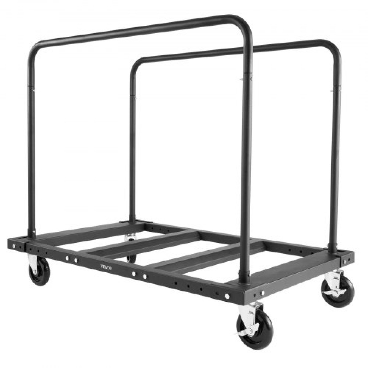 VEVOR Drywall Cart Dolly, χωρητικότητα 816 kg, καρότσι φορτηγού από ατσάλινο πάνελ με περιστρεφόμενους τροχούς 12,5 mm, κούκλα γυψοσανίδας ξυλείας με ιμάντα δεσίματος & 2 πλαϊνές κουπαστές για εργοστάσιο, αποθήκη, γκαράζ, μαύρο