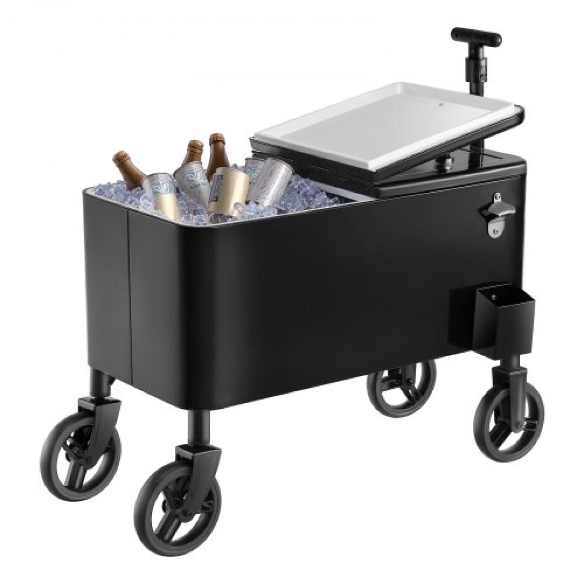VEVOR 75,71 L Rolling Ice Chest Cart, με τηλεσκοπική λαβή 2 σταδίων και 2 περιστρεφόμενους τροχούς, φορητό τραπεζάκι Beach Patio Party Bar Cold Drink Beverage, Outdoor Park Cart on Wheels, Μαύρο