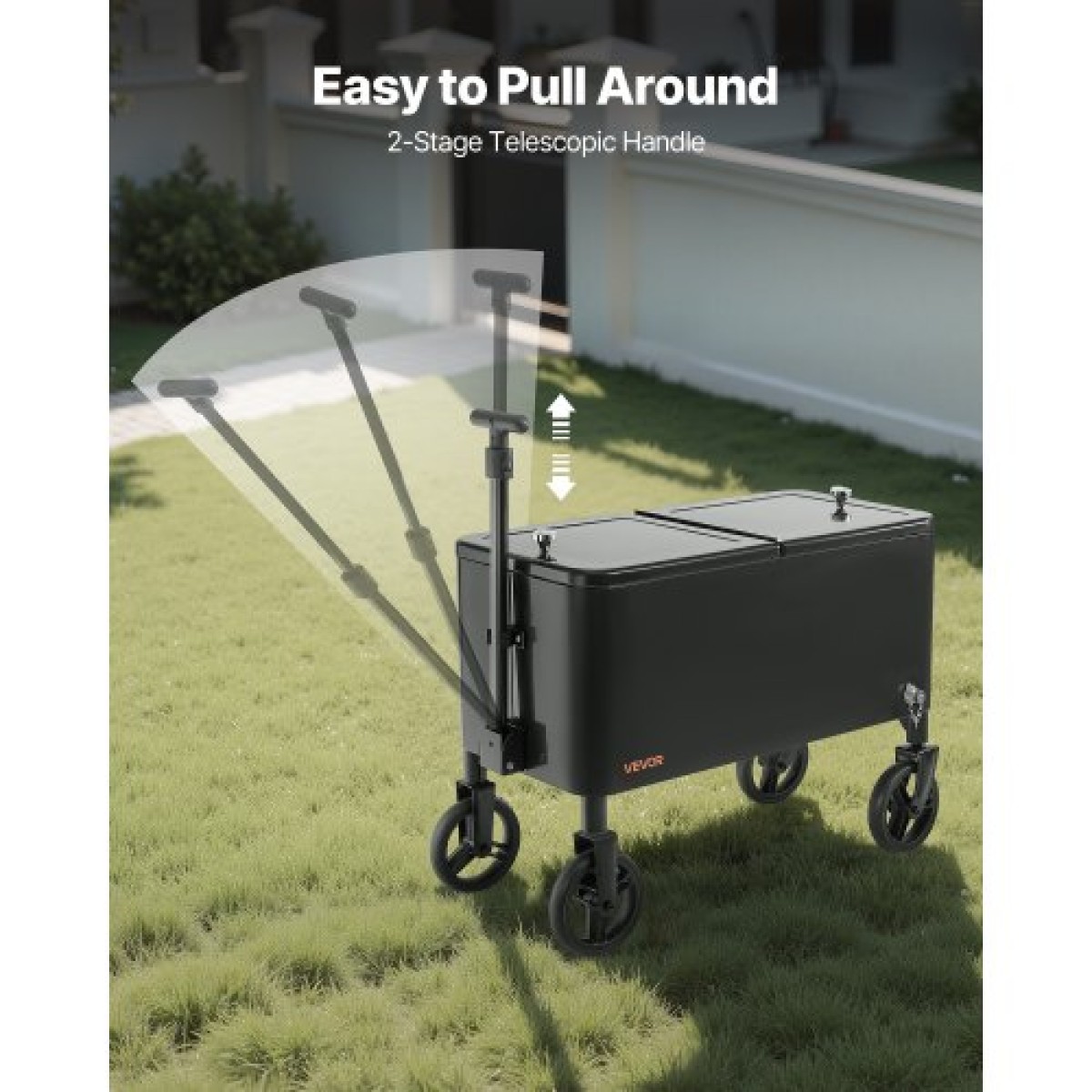VEVOR 75,71 L Rolling Ice Chest Cart, με τηλεσκοπική λαβή 2 σταδίων και 2 περιστρεφόμενους τροχούς, φορητό τραπεζάκι Beach Patio Party Bar Cold Drink Beverage, Outdoor Park Cart on Wheels, Μαύρο