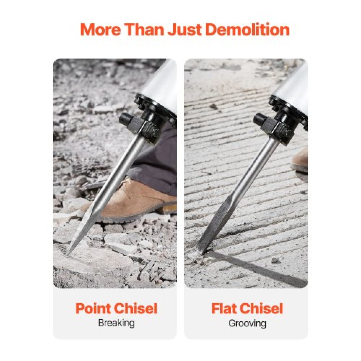 VEVOR Demolition Jack Hammer, 2800 W Ισχυρό Ηλεκτρικό Jackhammer, 1200 BPM Θραύση σκυροδέματος με αιχμηρή σμίλη, επίπεδη σμίλη, θήκη μεταφοράς, γάντια, για σκυρόδεμα, τοίχο, τούβλο, πλακάκι και θεμέλιο