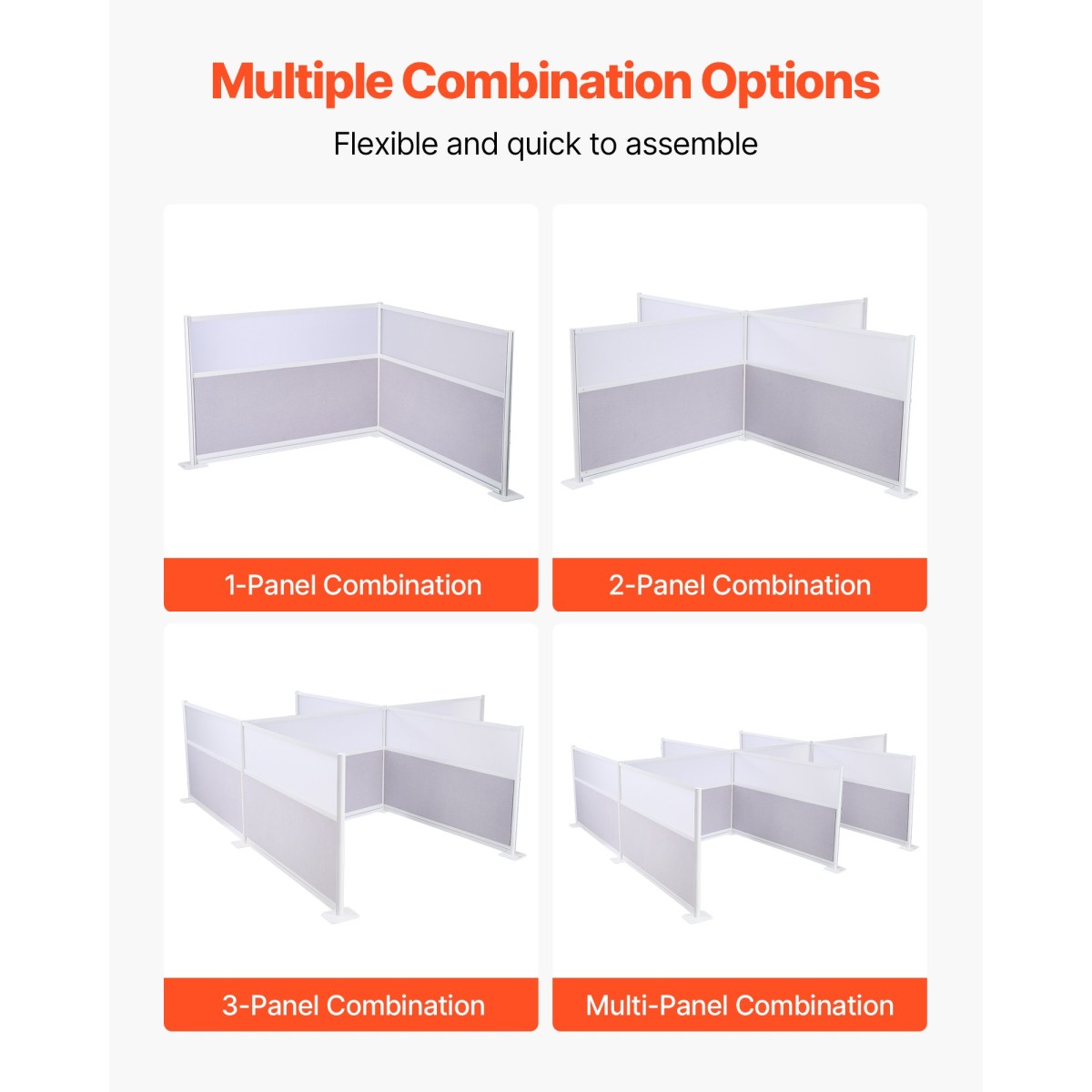VEVOR Office Divider Privacy Partitions, 2-pack, 1,83m x 1,22m Room Divider Walls, PET Workstation Cubicle partition with frosted acrylic windows, Freestanding Privacy Panel for Office Library