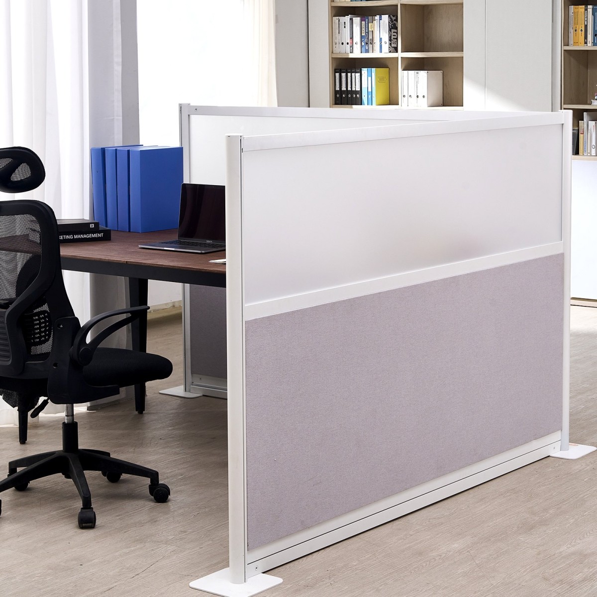 VEVOR Office Divider Privacy Partitions, 2-pack, 1,83m x 1,22m Room Divider Walls, PET Workstation Cubicle partition with frosted acrylic windows, Freestanding Privacy Panel for Office Library